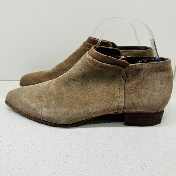 Vince Camuto Jody Bootie Ankle Boots Olive Tan Genuine Leather Sz 9 *Flaw Lining - Picture 7 of 16